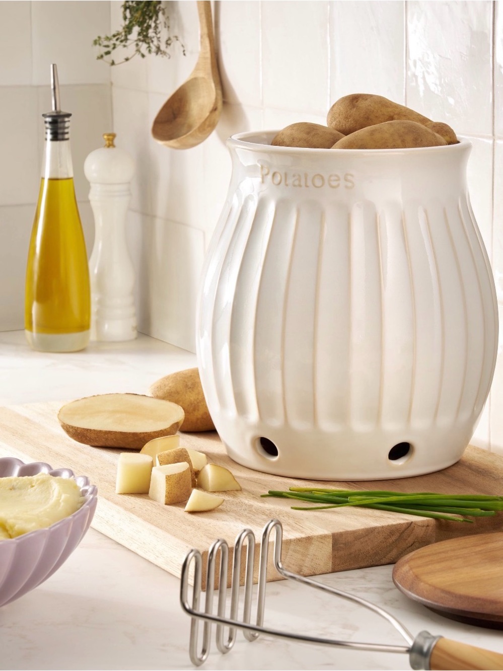 The Pioneer Woman Cream Ceramic Potato Crock